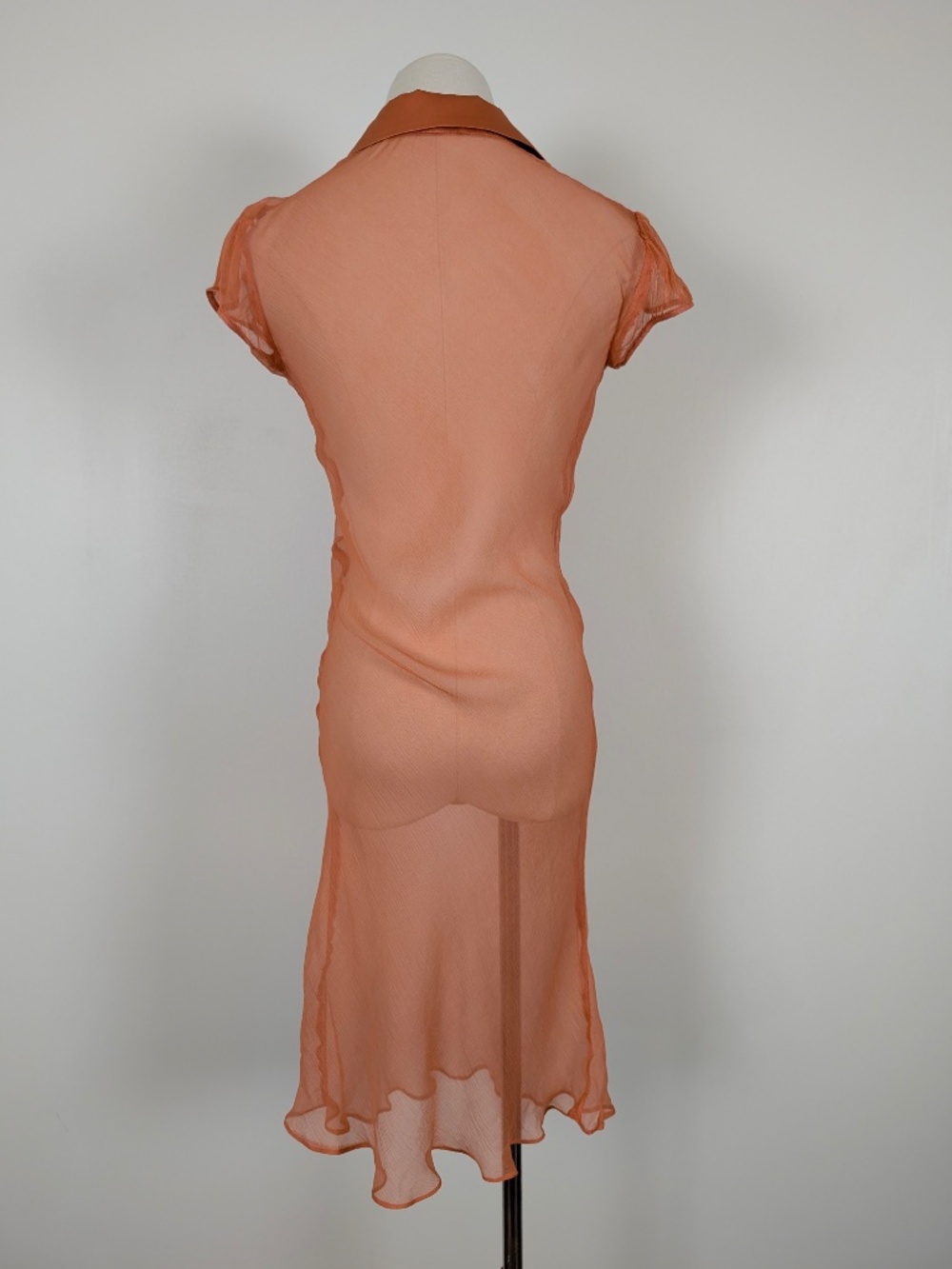 Vintage Silk See-through Coral Dress Mini Size Small Orange - Picture 10 of 14